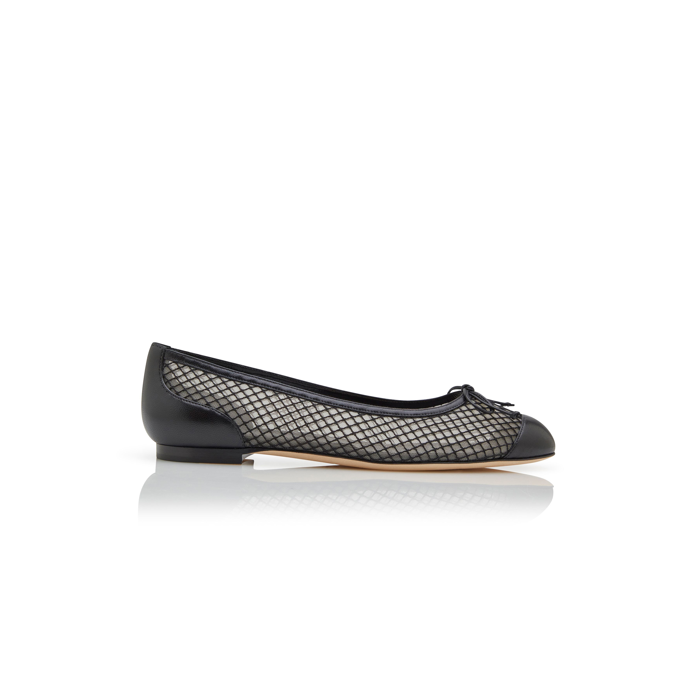 MANOLO BLAHNIK CAPBALME BLACK NAPPA LEATHER BALLERINA FLATS 424-1986-0001